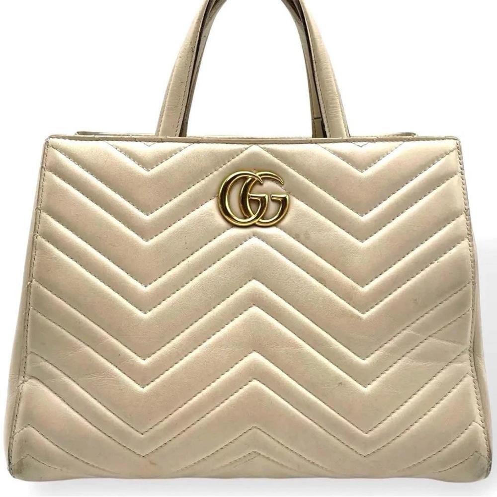 Gucci Cream Satchel with Gold Accents - Picture 2 of 16